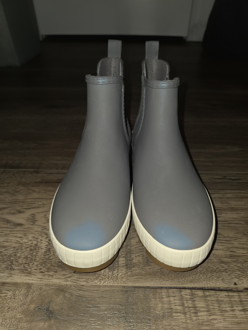 Sperry Women's Gray Slip-On Waterproof Chelsea Rain Boots with Cream Sole